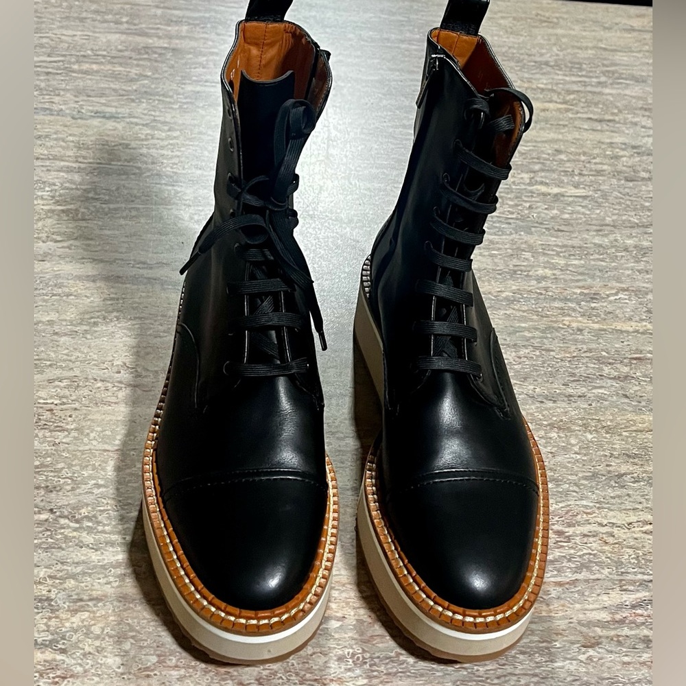 NWOB Robert Clergerie Black Leather Platform Ankle Boots